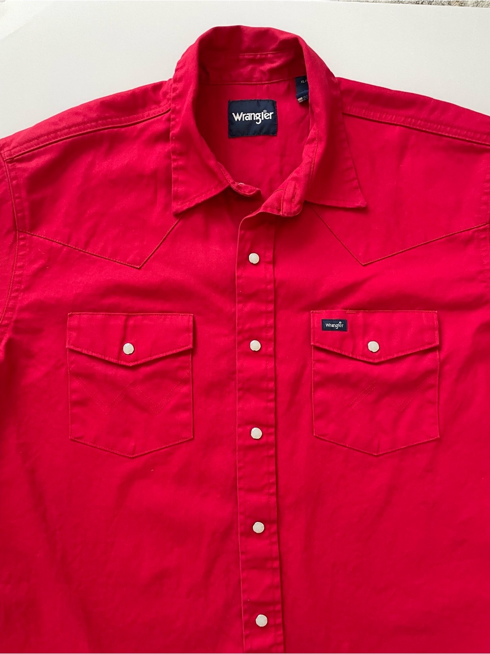 Wrangler Western Snap Shirt Men's XL Bright Red